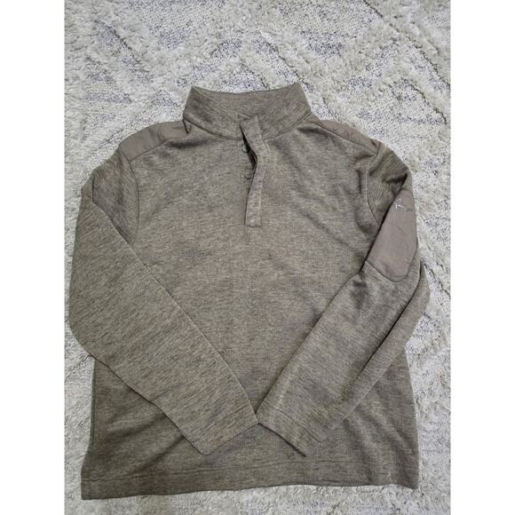 Greg Norman Pullover Shirt Beige Long Sleeve 1/4 Button Up Sz Large Men's Golf - Picture 1 of 7